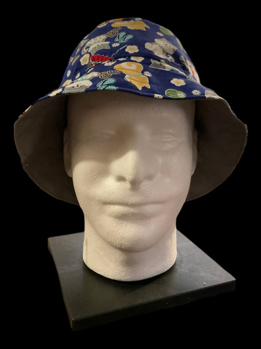 reversible bucket hat - blue Shiba Inu
