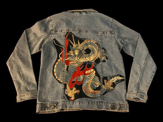 Kids denim jacket - dragon